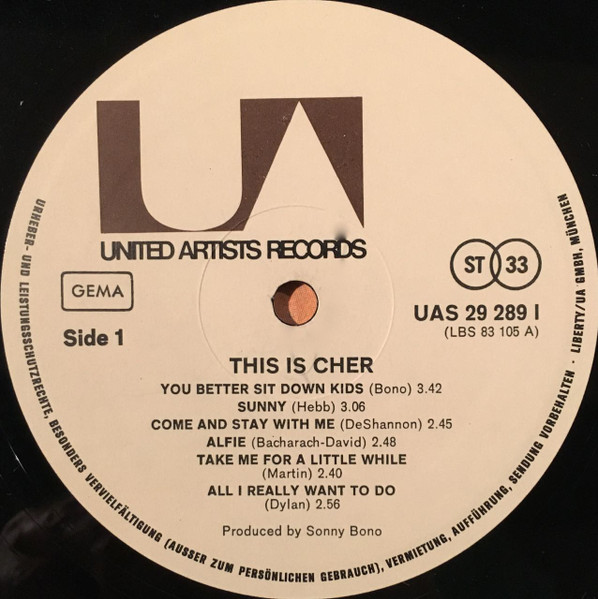 Cher - This Is Cher | United Artists Records (UAS 29 289 I) - 3