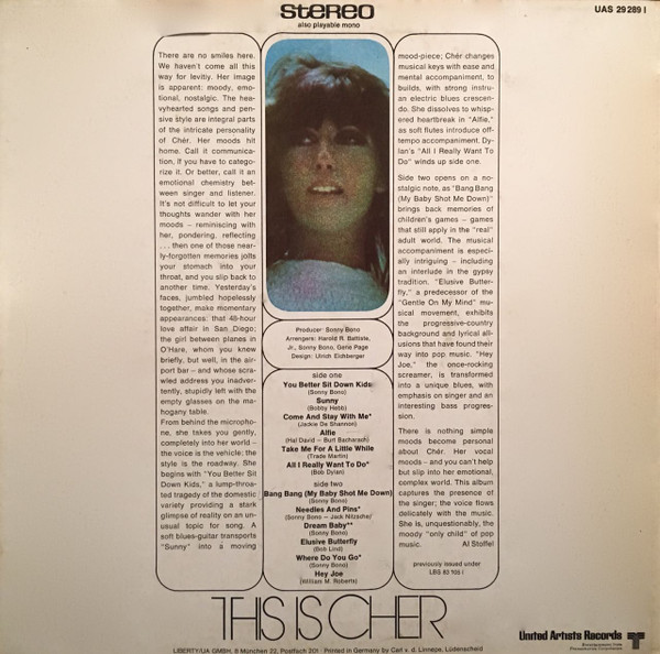 Cher - This Is Cher | United Artists Records (UAS 29 289 I) - 2
