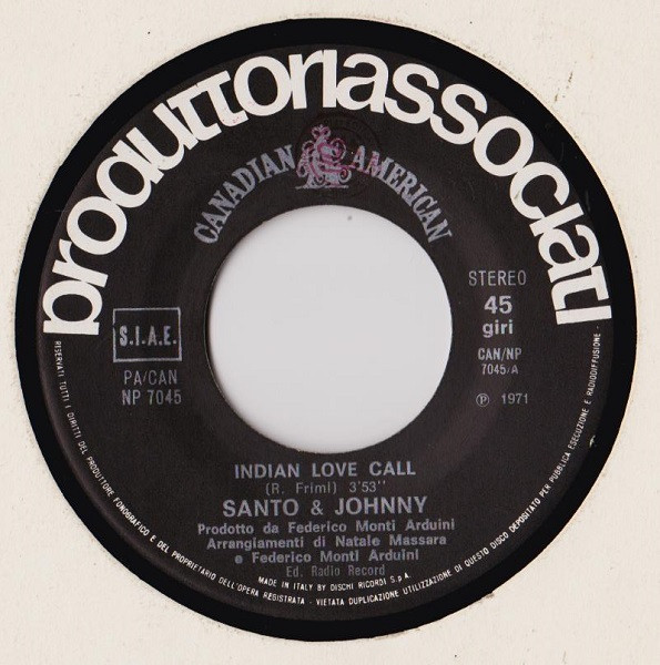 Santo & Johnny - Indian Love Call | Produttori Associati (pa/can 7045) - 3