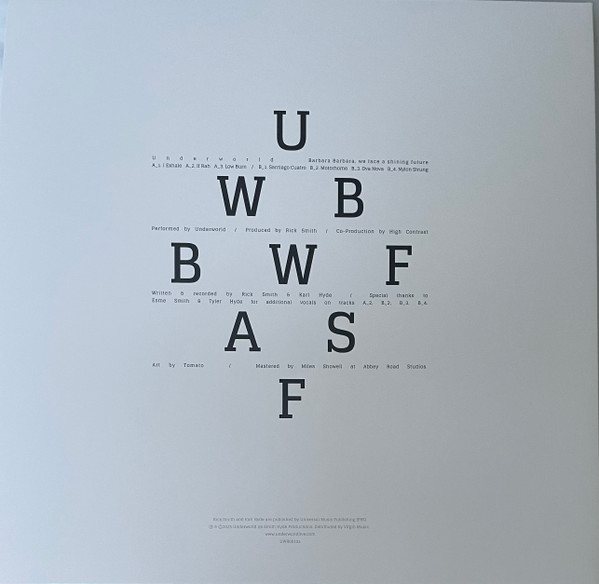 Underworld - Barbara Barbara, We Face A Shining Future | Smith Hyde Productions (UWR00105) - 3 Underworld - Barbara Barbara, We Face A Shining Future | Smith Hyde Productions (UWR00105) - 3