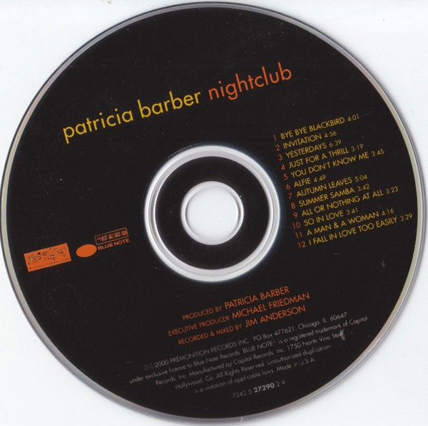 Patricia Barber - Nightclub | Blue Note (7243 5 27290 2 9) - 3