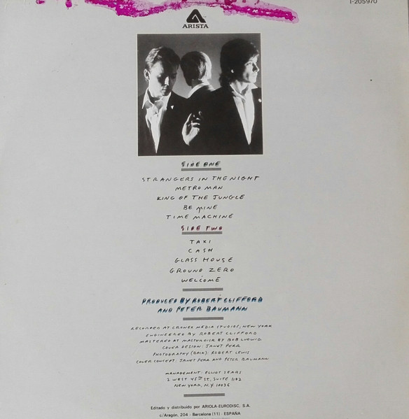 Peter Baumann - Strangers In The Night - Vinilo | Arista (I-205970) - 2 Peter Baumann - Strangers In The Night - Vinilo | Arista (I-205970) - 2