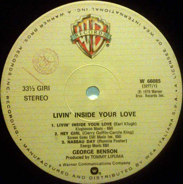 George Benson - Livin' Inside Your Love | Warner Bros. Records (W 66085) - 3
