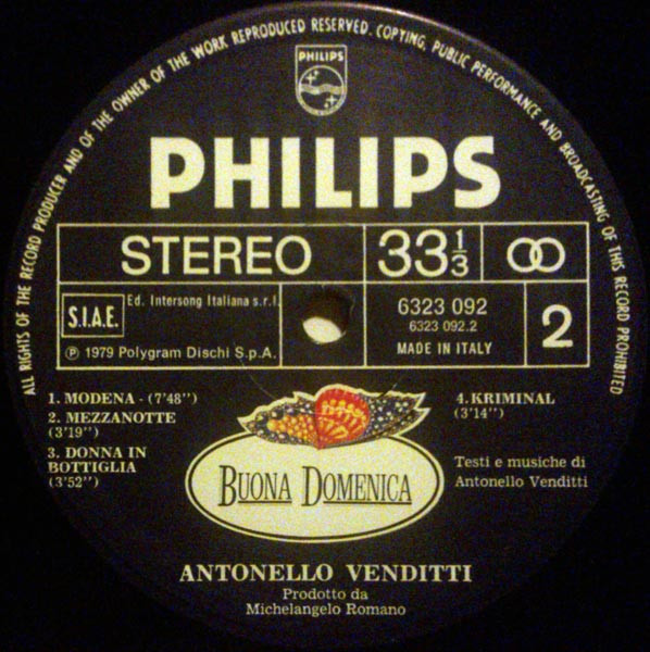 Antonello Venditti - Buona Domenica | Philips (6323 092) - 4