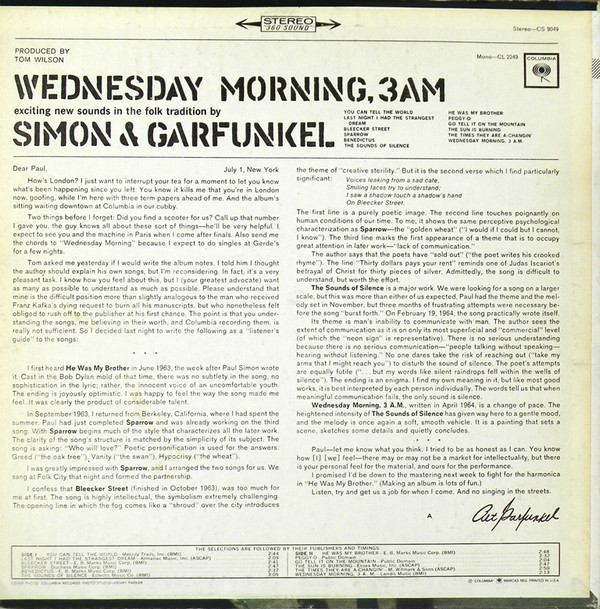 Simon & Garfunkel - Wednesday Morning, 3 A.M. | Columbia (CS 9049) - 2