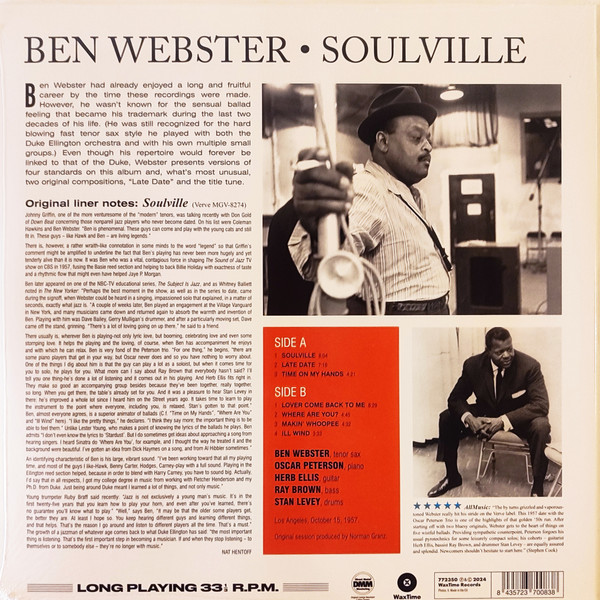 The Ben Webster Quintet - Soulville | WaxTime (772350) - 2 The Ben Webster Quintet - Soulville | WaxTime (772350) - 2