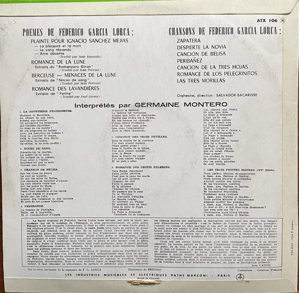 Germaine Montero - Poèmes Et Chansons De Federico Garcia Lorca | Pathé (ATX 106) - 2 Germaine Montero - Poèmes Et Chansons De Federico Garcia Lorca | Pathé (ATX 106) - 2