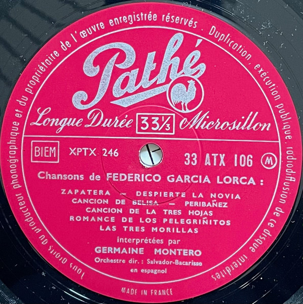 Germaine Montero - Poèmes Et Chansons De Federico Garcia Lorca | Pathé (ATX 106) - 4 Germaine Montero - Poèmes Et Chansons De Federico Garcia Lorca | Pathé (ATX 106) - 4