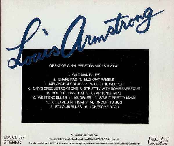 Louis Armstrong - Great Original Performances 1923 - 1931 | BBC Records And Tapes (BBC CD 597) - 3 Louis Armstrong - Great Original Performances 1923 - 1931 | BBC Records And Tapes (BBC CD 597) - 3