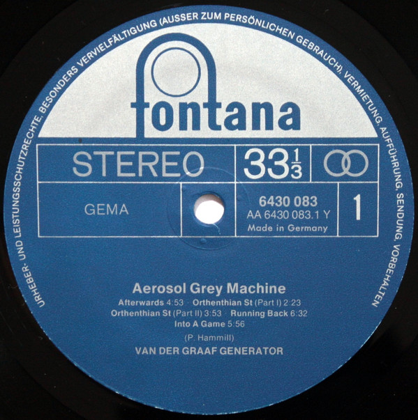 Van Der Graaf Generator - The Aerosol Grey Machine | Fontana (6430 083) - 2 Van Der Graaf Generator - The Aerosol Grey Machine | Fontana (6430 083) - 2