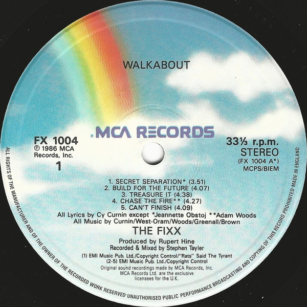 The Fixx - Walkabout | MCA Records (FX 1004) - 3 The Fixx - Walkabout | MCA Records (FX 1004) - 3
