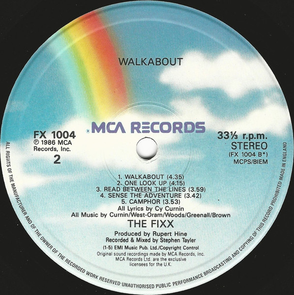 The Fixx - Walkabout | MCA Records (FX 1004) - 4 The Fixx - Walkabout | MCA Records (FX 1004) - 4