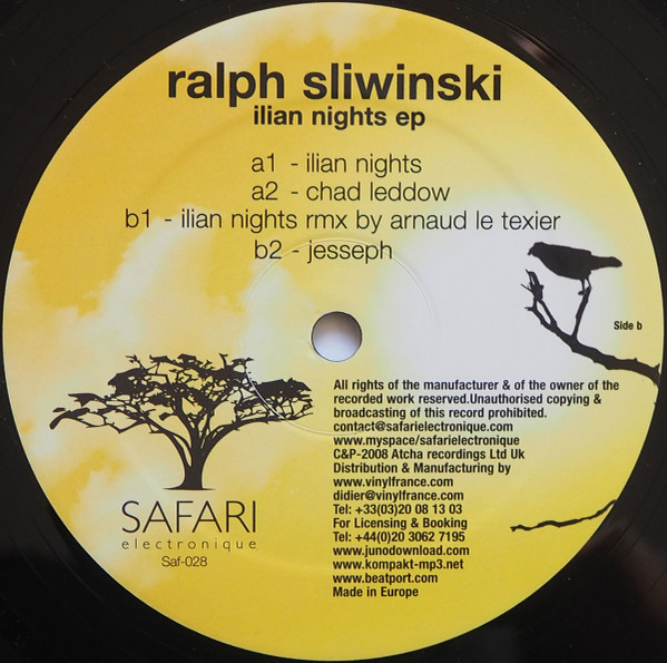 Ralph Sliwinski - Ilian Nights EP | Safari Electronique (Saf-028)