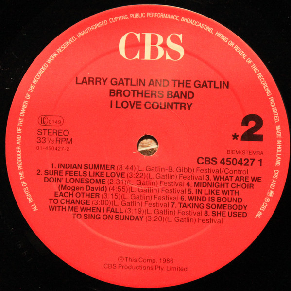 Larry Gatlin & The Gatlin Brothers , Larry Gatlin - I Love Country | CBS (450427 1) - 4 Larry Gatlin & The Gatlin Brothers , Larry Gatlin - I Love Country | CBS (450427 1) - 4