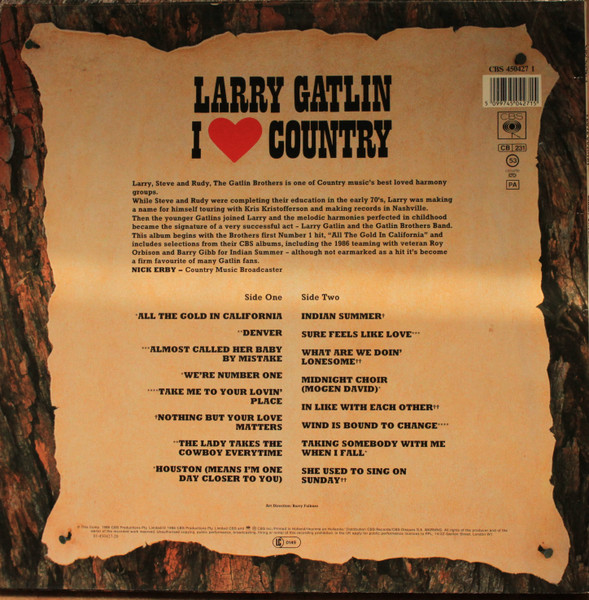 Larry Gatlin & The Gatlin Brothers , Larry Gatlin - I Love Country | CBS (450427 1) - 2 Larry Gatlin & The Gatlin Brothers , Larry Gatlin - I Love Country | CBS (450427 1) - 2