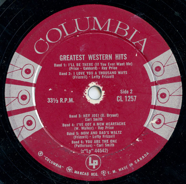 Various - Greatest Western Hits, Vol. 1: Ray Price, Carl Smith, Lefty Frizzell | Columbia (CL 1257) - 4