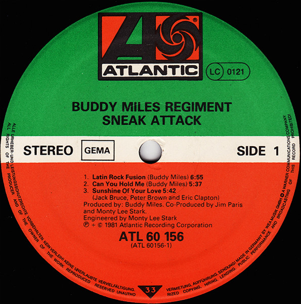 Buddy Miles Regiment - Sneak Attack | Atlantic (ATL 60 156) - 3
