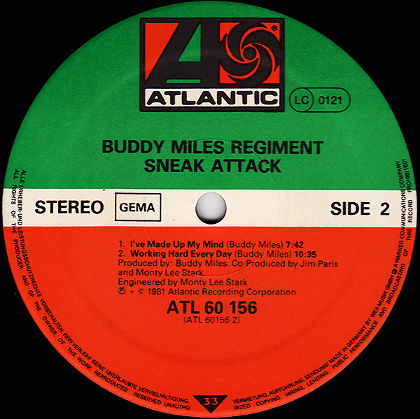Buddy Miles Regiment - Sneak Attack | Atlantic (ATL 60 156) - 4