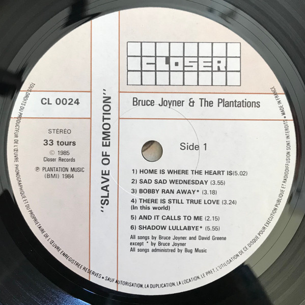Bruce Joyner And The Plantations - Slave Of Emotion | Closer Records (CL 0024) - 3 Bruce Joyner And The Plantations - Slave Of Emotion | Closer Records (CL 0024) - 3