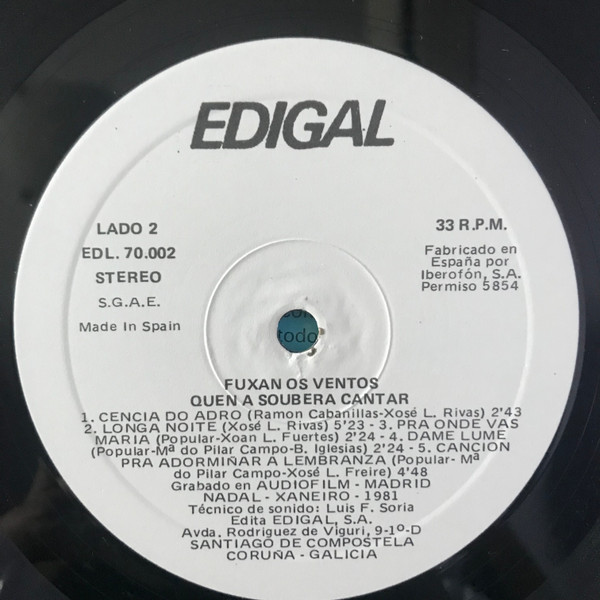 Fuxan Os Ventos - Quen A Soubera Cantar | Edigal (EDL.70.002) - 2 Fuxan Os Ventos - Quen A Soubera Cantar | Edigal (EDL.70.002) - 2