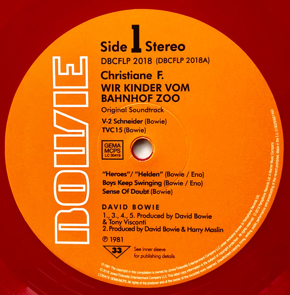 David Bowie - Christiane F. Wir Kinder Vom Bahnhof Zoo (Original Soundtrack) LP | Parlophone (DBCFLP 2018) - 3