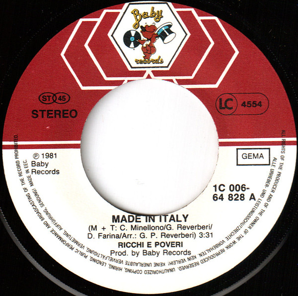 Ricchi E Poveri - Made In Italy | Baby Records (1C 006-64 828) - main