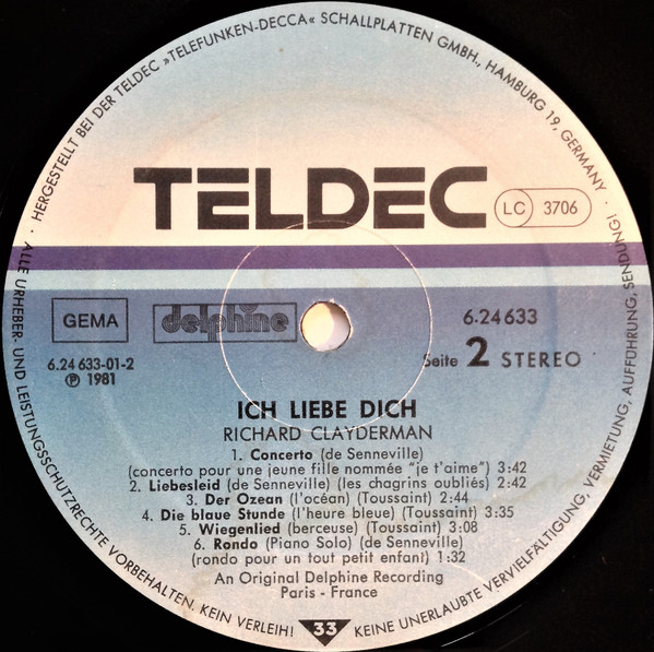 Richard Clayderman - Ich Liebe Dich | TELDEC (6.24633) - 4