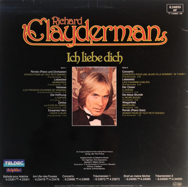 Richard Clayderman - Ich Liebe Dich | TELDEC (6.24633) - 2