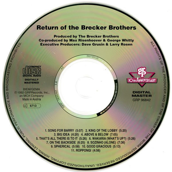The Brecker Brothers - Return Of The Brecker Brothers | GRP (GRP 96842) - 3