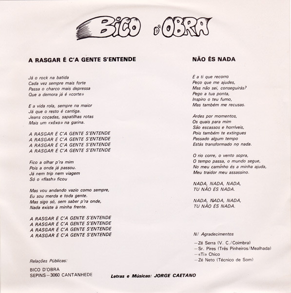 Bico D'Obra - A Rasgar É C'A Gente S'Entende / Não És Nada | Roda (RS 156) - 3