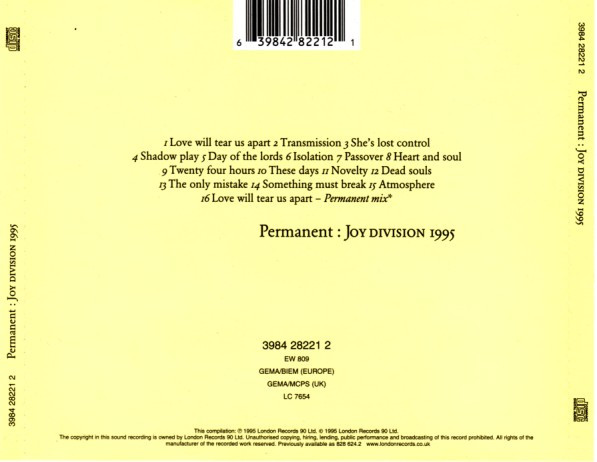 Joy Division - Permanent: Joy Division 1995 | London Records (3984 28221 2) - 3