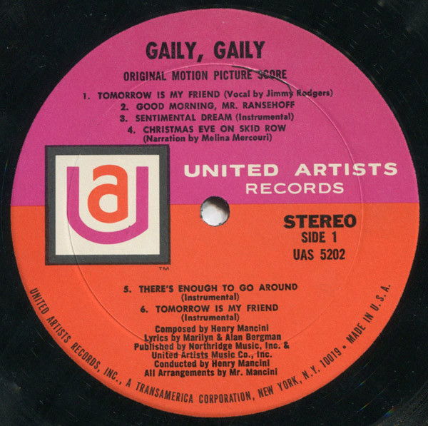 Henry Mancini - Gaily, Gaily (The Original Motion Picture Score) | United Artists Records (UAS 5202) - 3 Henry Mancini - Gaily, Gaily (The Original Motion Picture Score) | United Artists Records (UAS 5202) - 3