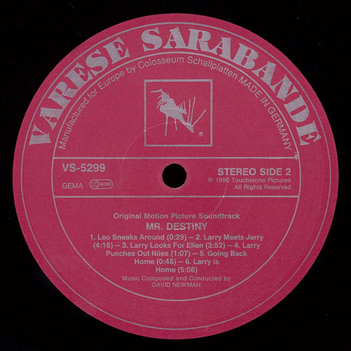 David Newman - Mr. Destiny (Original Motion Picture Soundtrack) | Varèse Sarabande (VS-5299) - 4