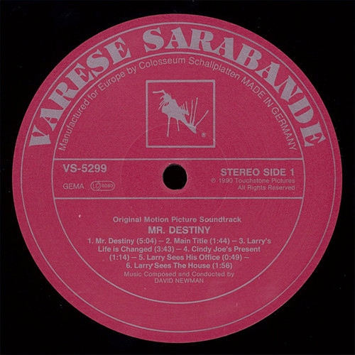 David Newman - Mr. Destiny (Original Motion Picture Soundtrack) | Varèse Sarabande (VS-5299) - 3