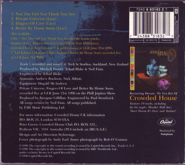 Crowded House - Not The Girl You Think You Are | Capitol Records (7243 8 83183 2 7) - 2