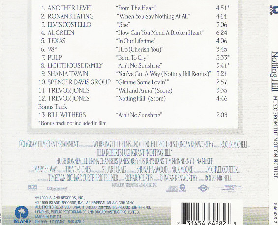 Various - Notting Hill (Music From The Motion Picture) | Island Records (546 428-2) - 2 Various - Notting Hill (Music From The Motion Picture) | Island Records (546 428-2) - 2