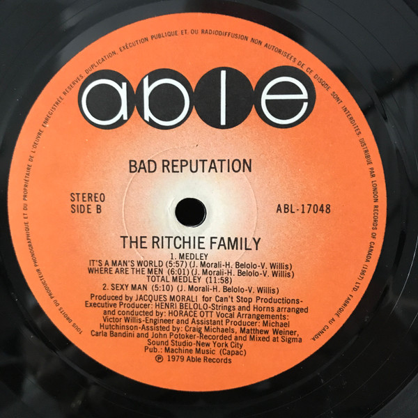 The Ritchie Family - Bad Reputation | Able (ABL-17048) - 4