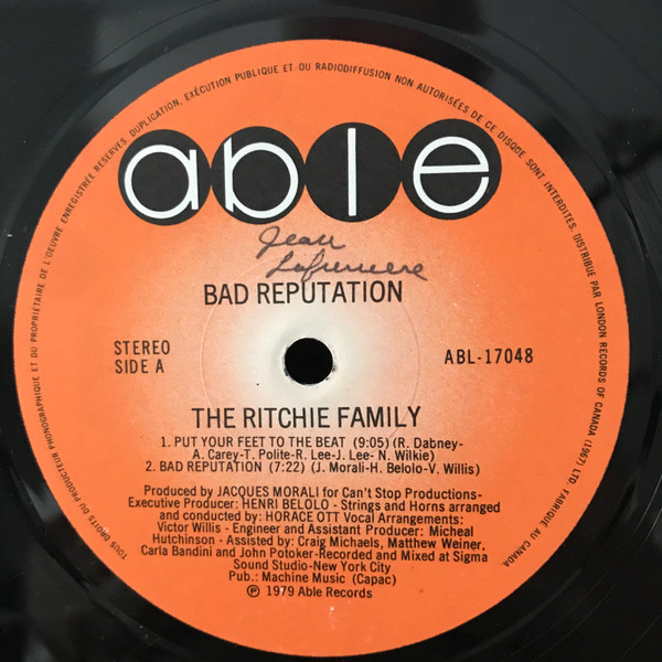 The Ritchie Family - Bad Reputation | Able (ABL-17048) - 3