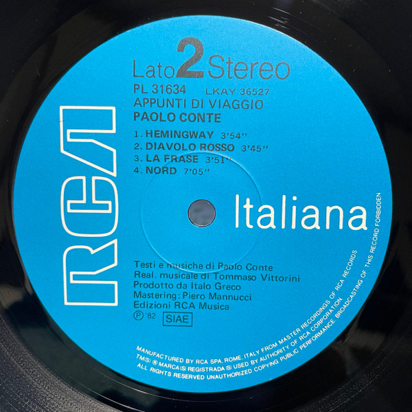 Paolo Conte - Appunti Di Viaggio | RCA (PL 31634) - 4 Paolo Conte - Appunti Di Viaggio | RCA (PL 31634) - 4