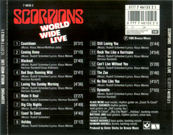 Scorpions - World Wide Live | Harvest (1C 0777 7 46155 2 5) - main