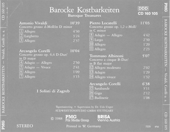 Zagrebački Solisti - Barocke Kostbarkeiten | Pilz Media Group (160 105) - 2