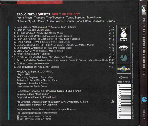 Paolo Fresu Quintet - Night On The City | Owl Records (013 425 2) - 2 Paolo Fresu Quintet - Night On The City | Owl Records (013 425 2) - 2