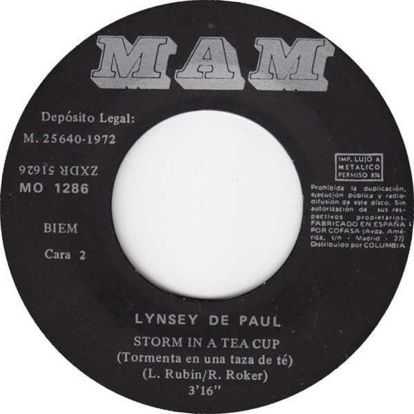Lynsey De Paul - Sugar Me / Storm In A Teacup | MAM (MO 1286) - 4