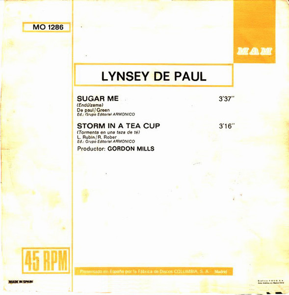 Lynsey De Paul - Sugar Me / Storm In A Teacup | MAM (MO 1286) - 2