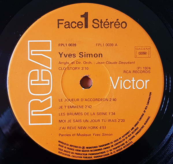 Yves Simon - Respirer, Chanter. | RCA Victor (FPL1 0039) - 4