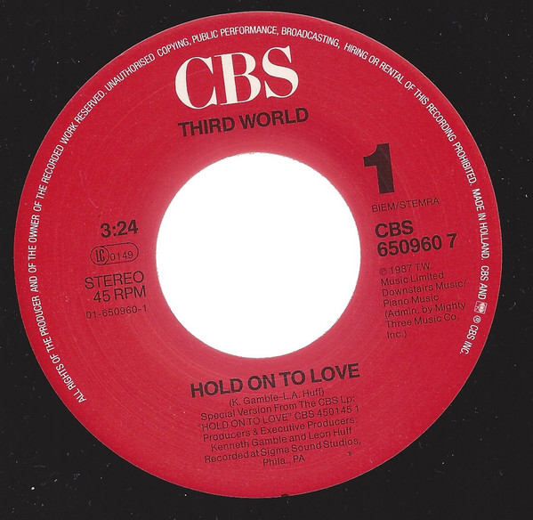 Third World - Hold On To Love | CBS (CBS 650960 7) - 3