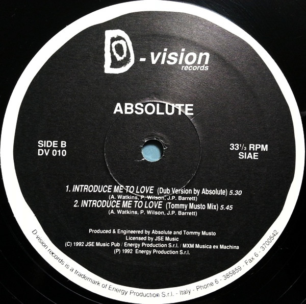 Absolute - Introduce Me To Love | D:vision Records (DV 010) - 2