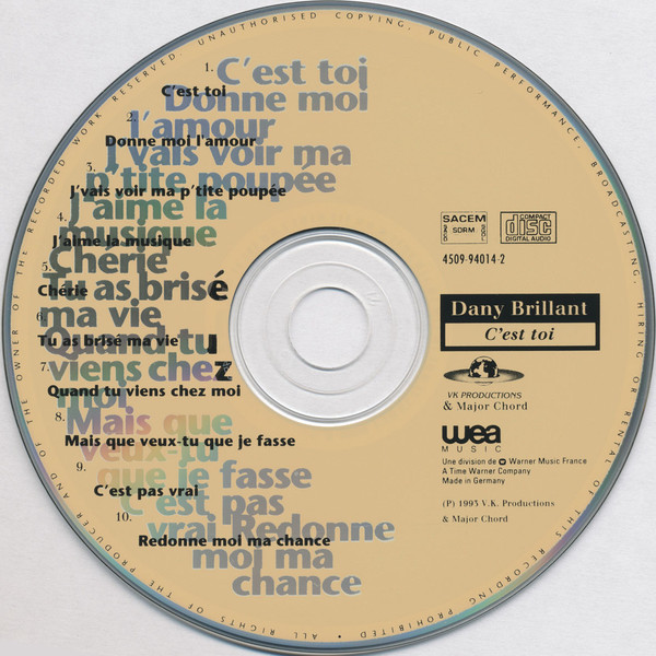 Dany Brillant - C'est Toi | Wea Music (4509-94014-2) - 3