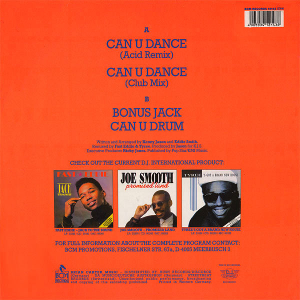 Kenny "Jammin" Jason Feat. "Fast" Eddie Smith - Can U Dance (The Acid Remixes) (12") [Vinyl] | D.J. International Records (DJ 12143) - 2