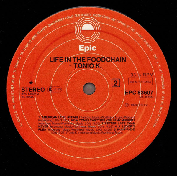 Tonio K. - Life In The Foodchain | Epic (EPC 83607) - 4